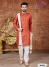Red Fancy Party And Function Wear Traditional Kurta Pajama Pure Khadi Cotton Redymade Collection 16008